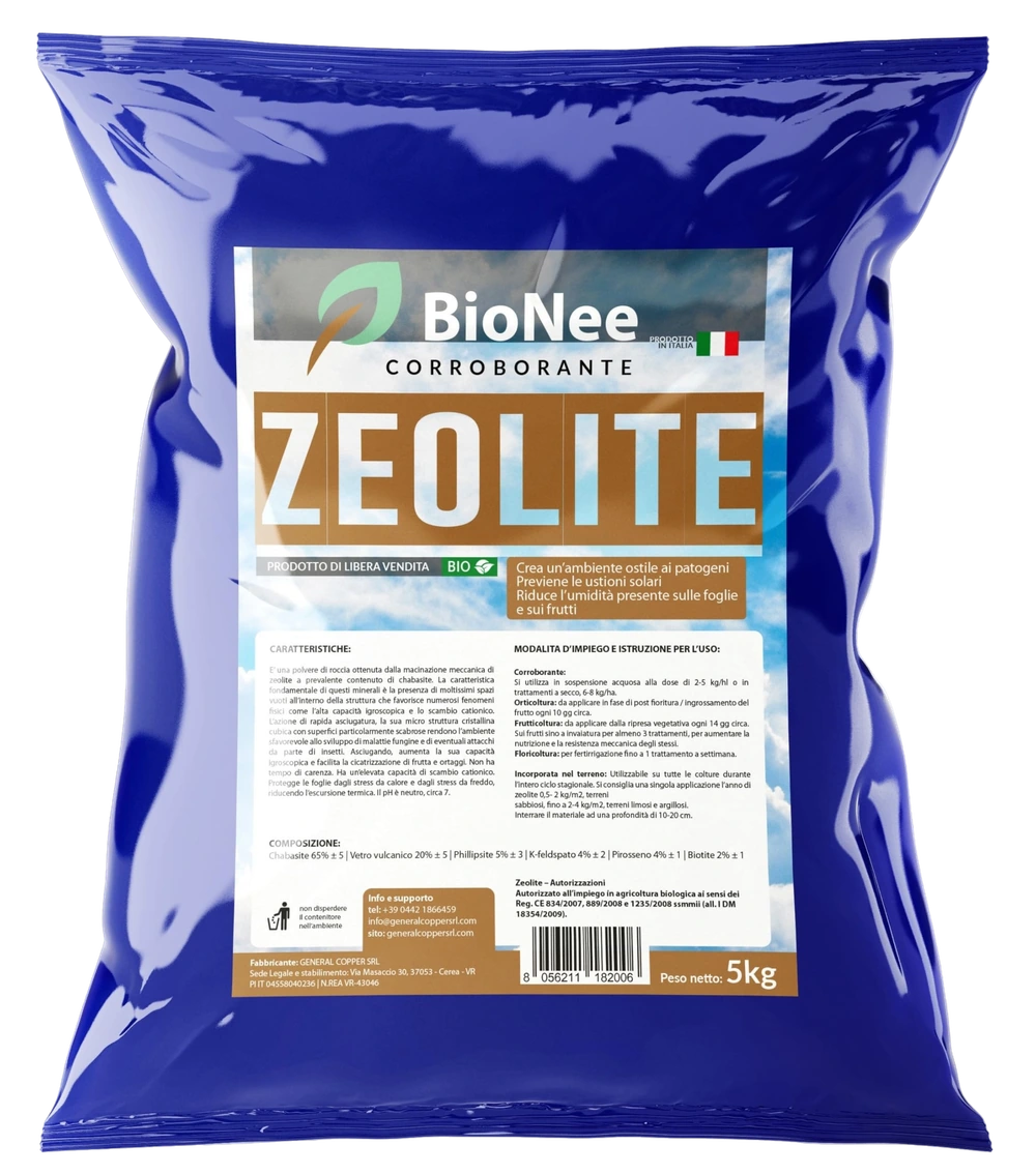 Zeolite per agricoltura - Polvere di roccia, Potenziatore delle difese naturali Effetto Insetticida e Fungicida - Per Orto e Piante - BIO (5 kg)