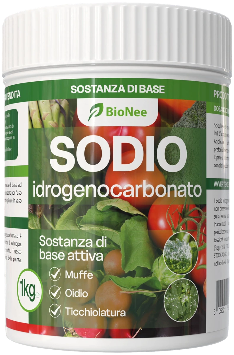 Sodio Idrogenocarbonato Bionee 1kg | Bicarbonato di Sodio Puro | Fungicida Naturale per Piante | Muffe, Oidio, Ticchiolatura | Prodotto di Libera Vendita