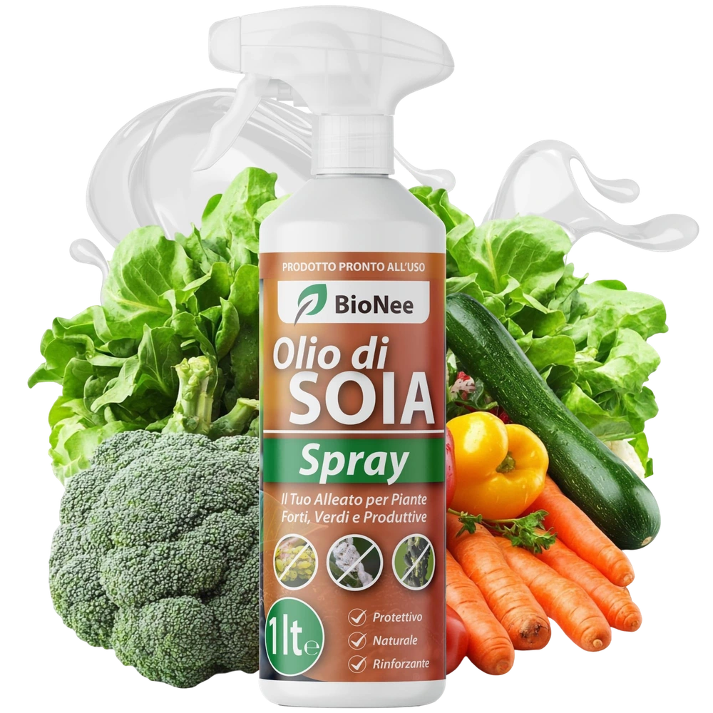 BioNee Olio Bianco di Soia Spray 1l – Protettivo Naturale per Piante, Rinforzante e Lucidante Fogliare – Pronto all’Uso