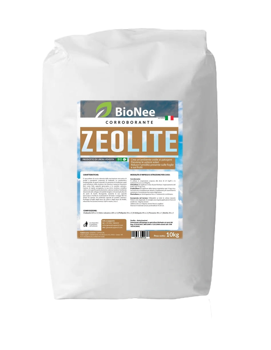 Zeolite per agricoltura x 10 KG - Polvere di roccia, Potenziatore delle difese naturali Effetto Insetticida e Fungicida - Per Orto e Piante - BIO