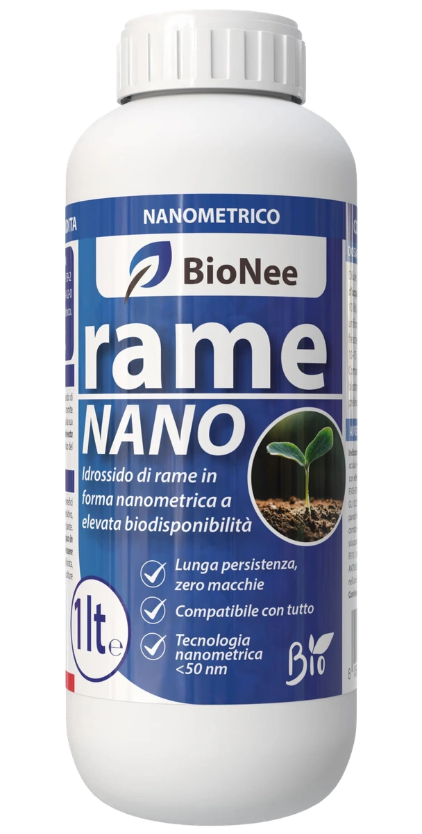 Rame Nano Bionee 1 kg – Concime Fluido con Idrossido di Rame Nanometrico <50 nm – Alta Adesione, Rilascio Controllato e Lunga Persistenza – Per Vite, Olivo, Ortaggi e Fruttiferi