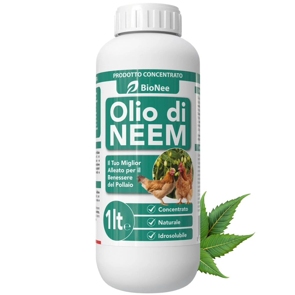 BioNee Olio di Neem Concentrato per Pollaio e Galline – Formulato Naturale Idrosolubile | Pulizia, Igiene e Benessere del Pollaio | Alta Purezza, Zero Residui Chimici