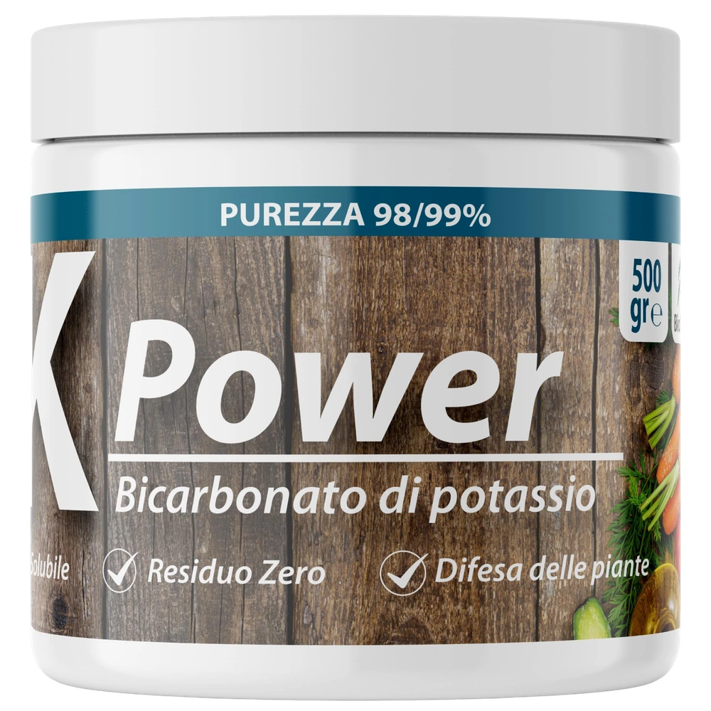 Bicarbonato di Potassio Bio per Agricoltura Naturale e Piante – KPower 500 gr | Contro Oidio, Muffa Grigia, Peronospora, Monilia, Ticchiolatura, Bolla del Pesco, Marciume