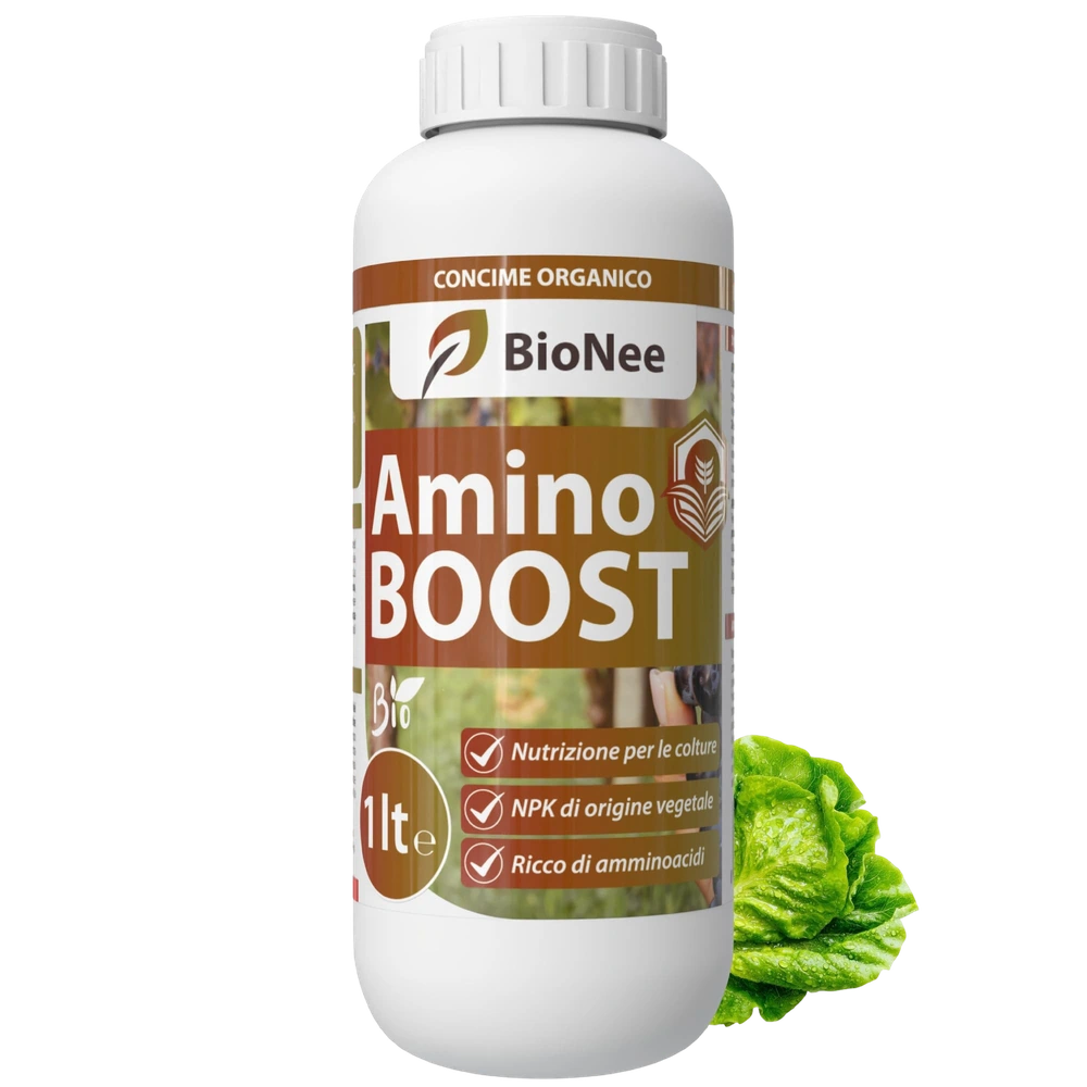 Amino BOOST, Concime Organico NPK per Colture Biologiche, Concime Biologico per uso fogliare e radicale (1 litro)