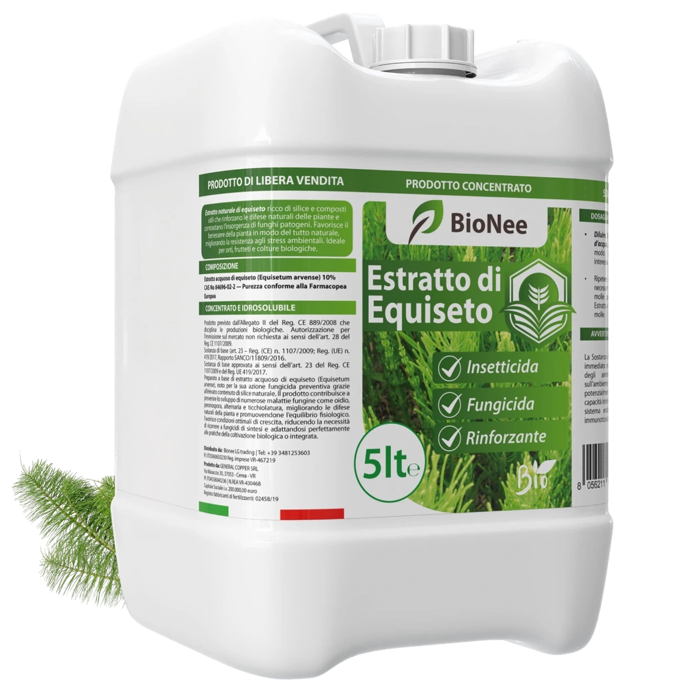 Estratto di Equiseto | Prodotto Naturale Concentrato Idrosolubile | Azione Fungicida Preventiva | Per Orto, Frutteto e Colture Biologiche (5 litri)