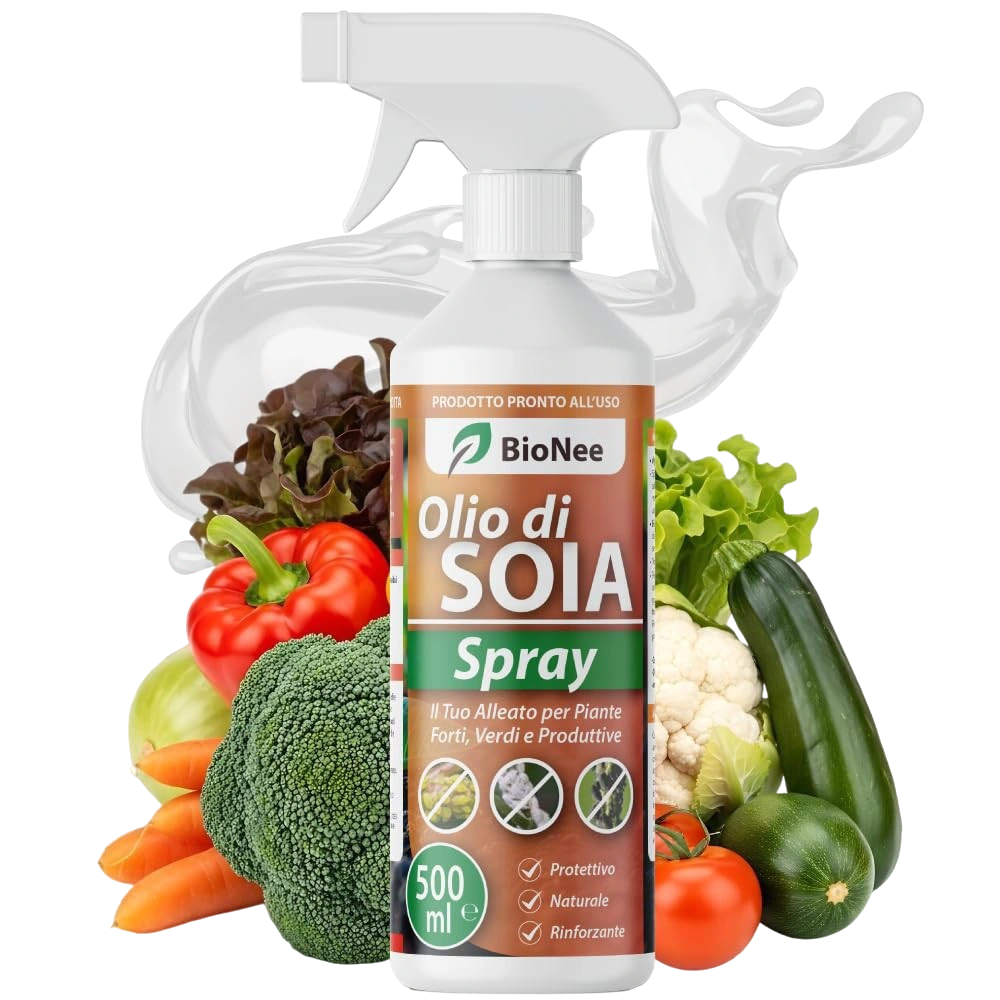 BioNee Olio Bianco di Soia Spray 500 ml – Protettivo Naturale per Piante, Rinforzante e Lucidante Fogliare – Pronto all’Uso