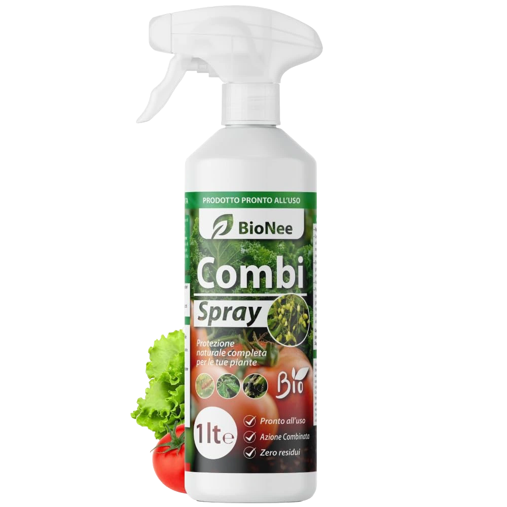 Combi Spray 1 lt | Con Olio di Neem e Sapone Molle | Naturale e Pronto all’Uso | Anti-Afidi, Cocciniglie e Fumaggine | Protegge e Pulisce le Piante
