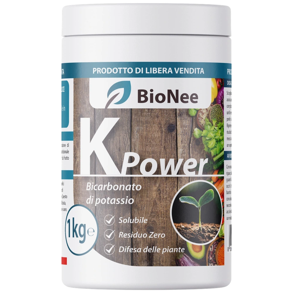 Bicarbonato di Potassio Puro - Fertilizzante Antifungino per Piante, Orto e Piante da Frutto, Supporta la Crescita e la Salute Vegetale - 1 kg