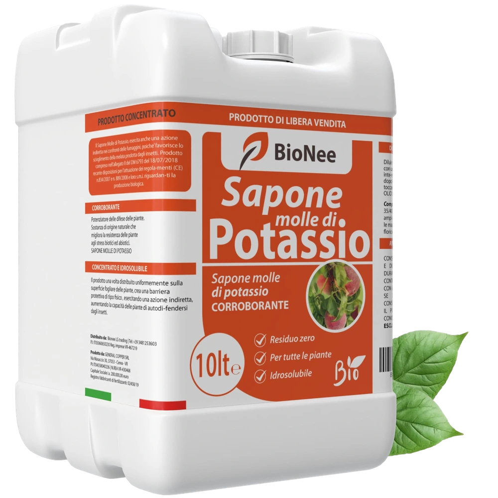Sapone Molle Potassico 10L – Insetticida Naturale per Piante, Afidi, Cocciniglia, Effetto Corroborante e Lava Melata