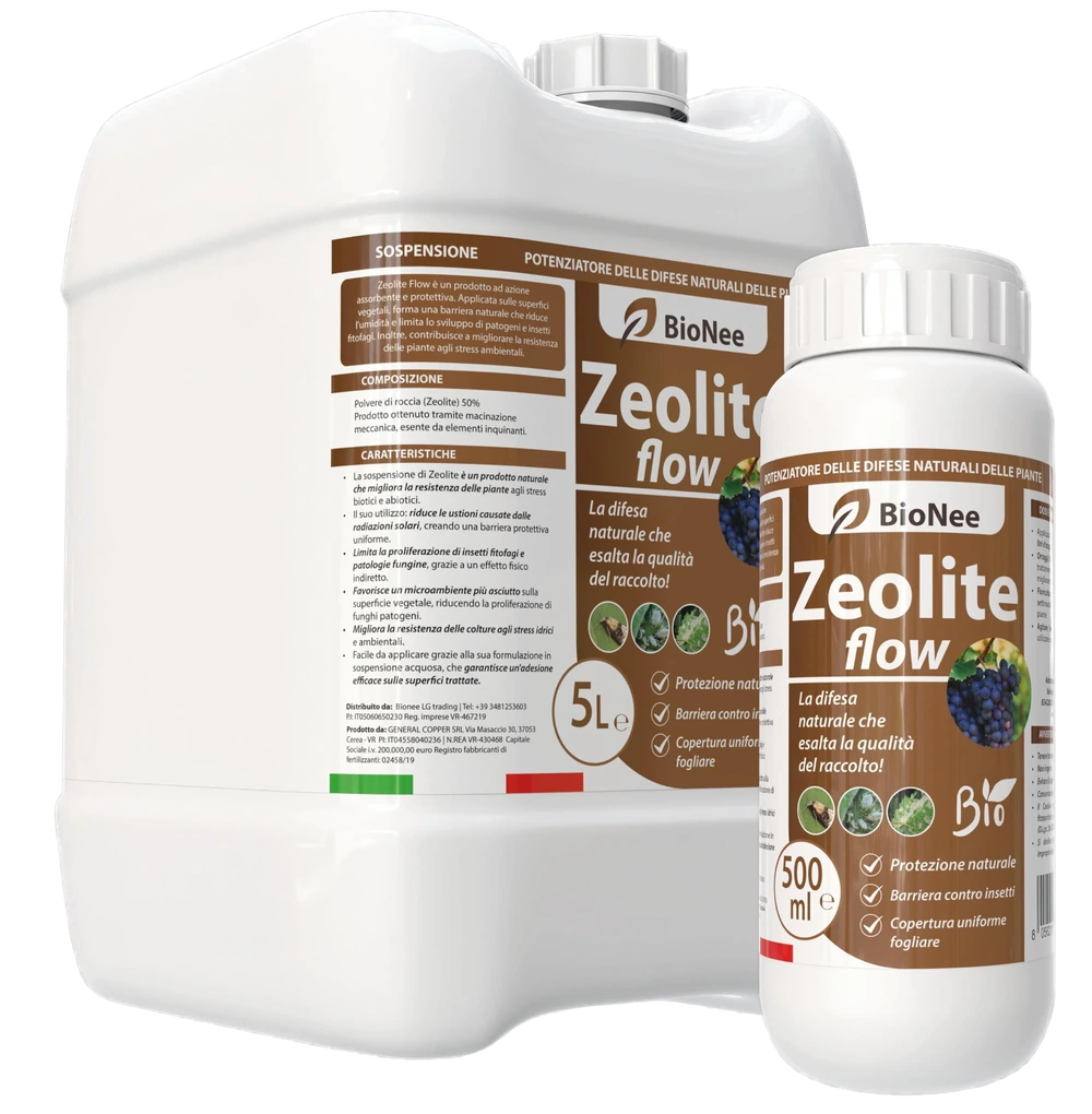 Zeolite Flow in sospensione – Corroborante Naturale per Piante – Barriera Protettiva Antifungo e Insetti – Ammesso in Agricoltura Biologica (5 L)